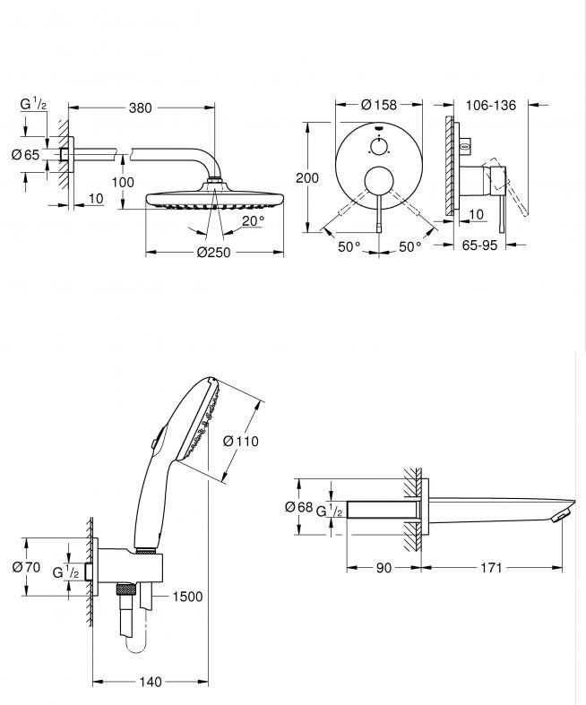 Душова система прихованого монтажу Grohe Essence хром UA26417SC1