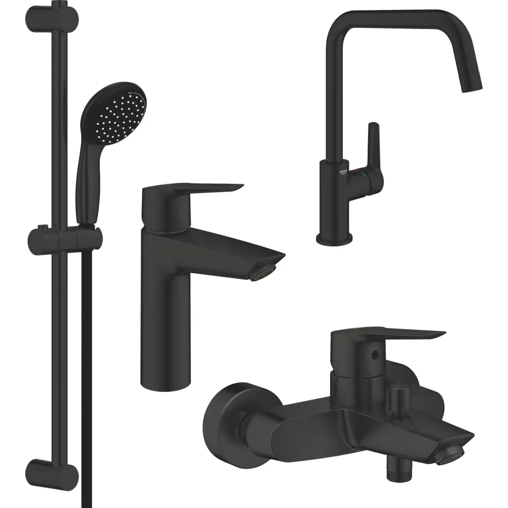 Набір змішувачів Grohe QuickFix Start 4 в 1 чорний матовий UA303301MK