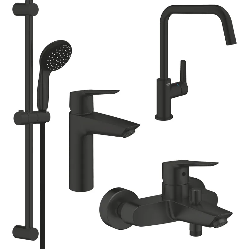 Набір змішувачів Grohe QuickFix Start 4 в 1 чорний матовий UA303301MK