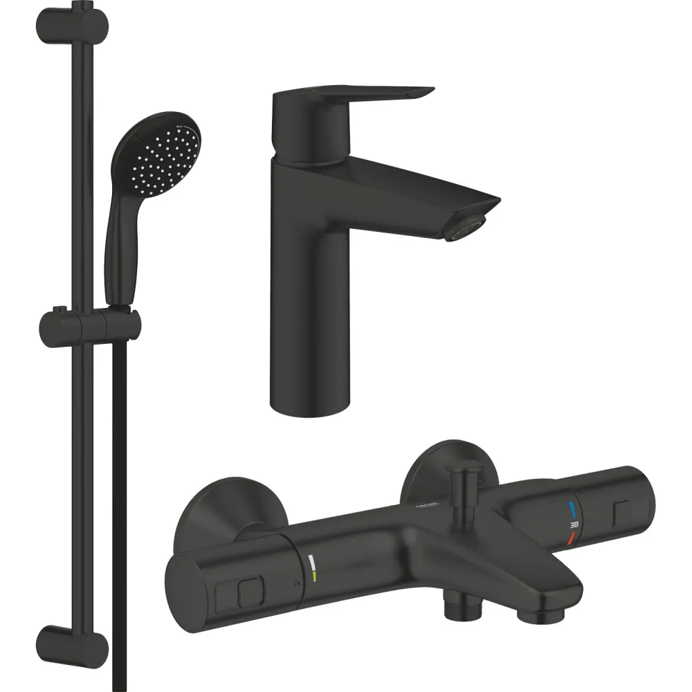 Набір змішувачів Grohe QuickFix Start 3 в 1 чорний матовий UA303304TM
