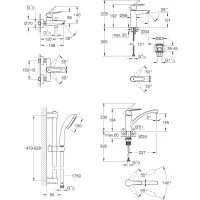 Набір змішувачів Grohe QuickFix Start 4 в 1 чорний матовий UA303311MK