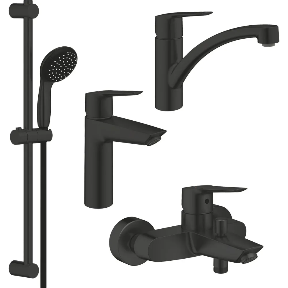 Набір змішувачів Grohe QuickFix Start 4 в 1 чорний матовий UA303311MK