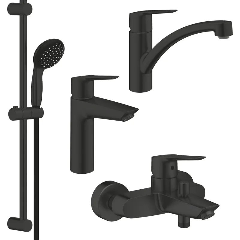 Набір змішувачів Grohe QuickFix Start 4 в 1 чорний матовий UA303311MK