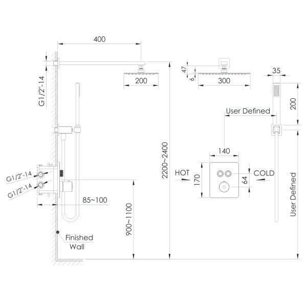 Душова система прихованого монтажу Imprese GRAFIKY чорний нікель брашований ZMK0424070481