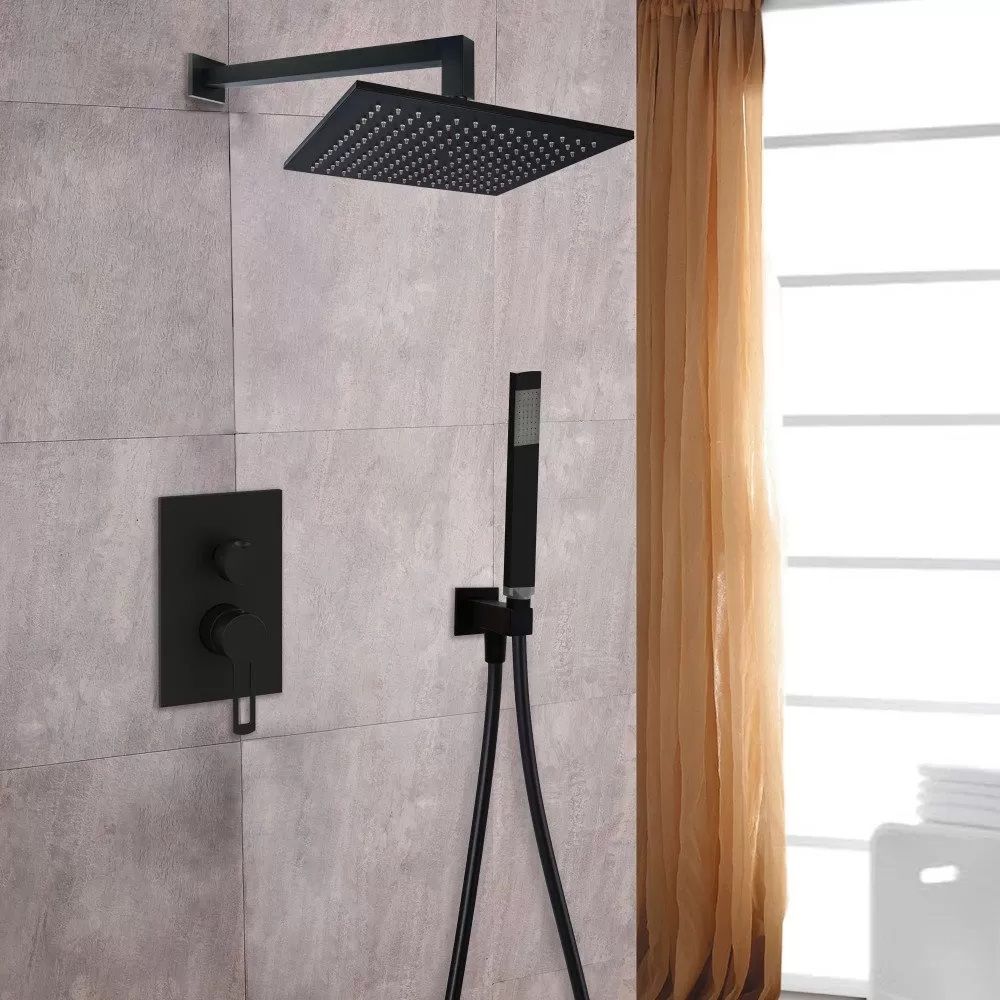 Верхний душ Paffoni Syncro King “Quadro” 30х30 см черный матовый ZSOF078NO