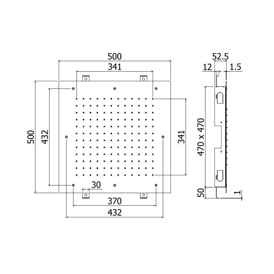 Верхній душ Paffoni Boston “Quadro” 50х50 см хром ZSOF301CR