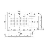 Верхний душ Paffoni Miami “Rettangolare“ 70х40 см хром ZSOF302CR